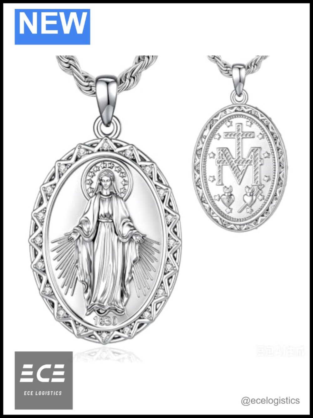 Miraculous Medal Necklace Virgin Mary Pendant Catholic Gift for Mom
